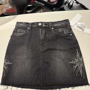 Hudson Jeans Black/Gray Embellished Mini Skirt A-line Casual